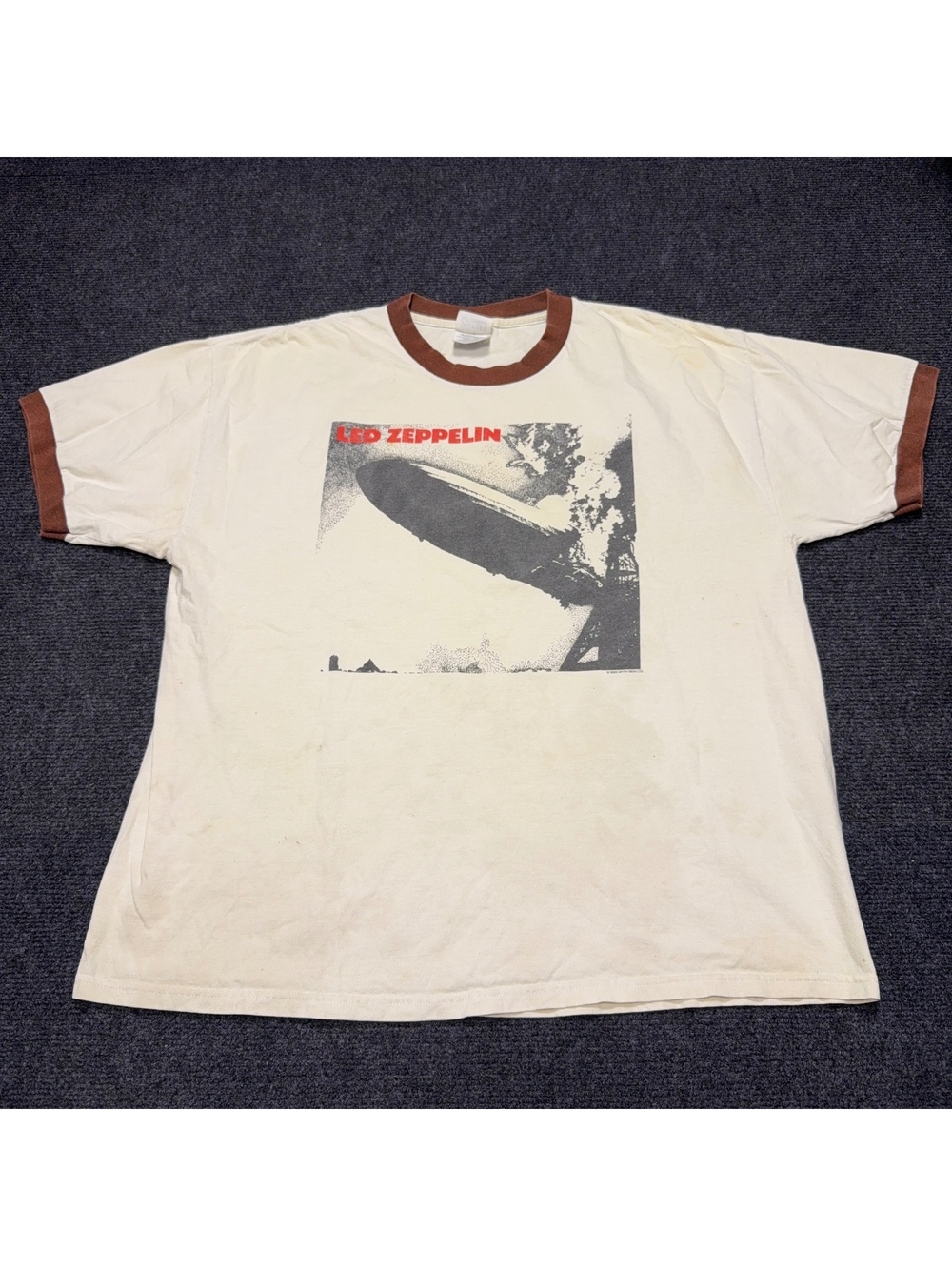 Vintage Led Zeppelin Men's T-Shirt Large Cream Graphic